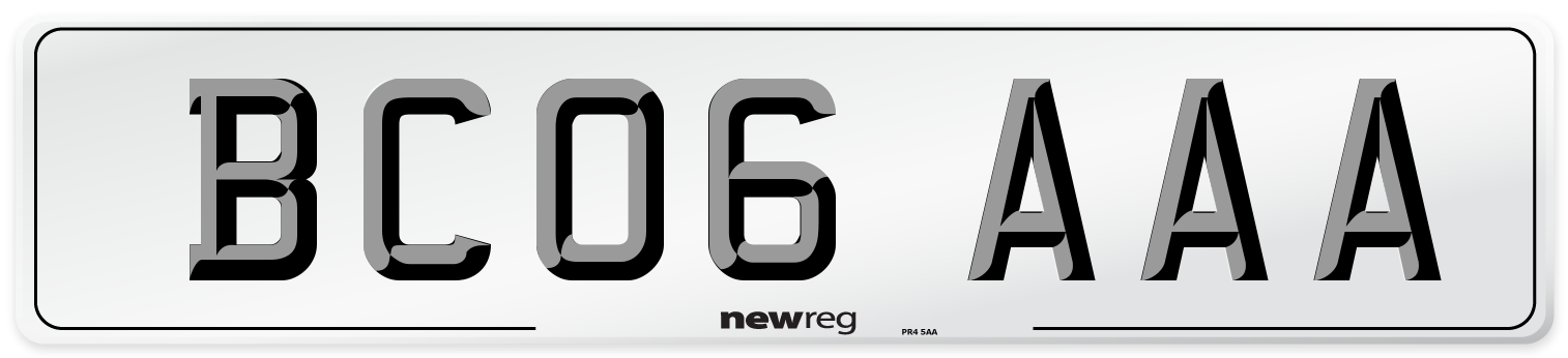 BC06 AAA Number Plate from New Reg